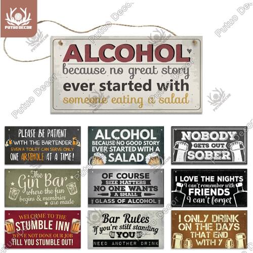 Putuo Decor Bar Signs Funny Wooden Signs Gifts Decorative Plaques In Bar Door Decoration Pub Club Hanging Home Decor