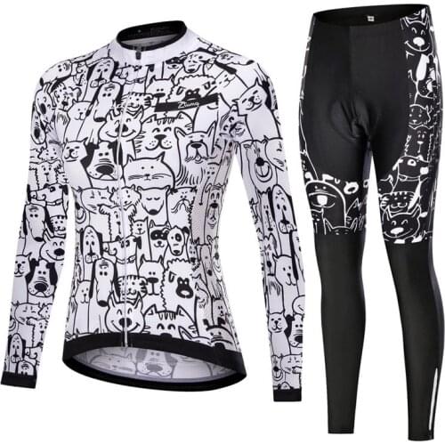 Funny Cycling Jersey Sets Bicycle Clothing Long Sleeve Pants Anti-UV Bike Riding Skinsuit MTB Running MTB Sportwaer Suit Outfit