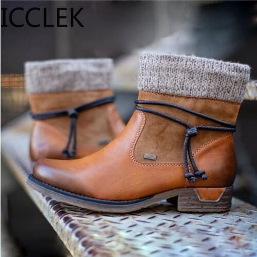 2020 Winter Boots Women Basic Ankle Boots Woman Round Toe Platform Boot Female Shoes Warm Boots Plush Botas Mujer