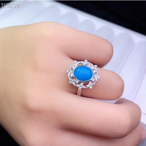 Natural TURQUOISE RING 925 silver lady design, blue turquoise, beautiful gem, including certificate