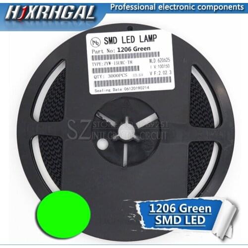 1Reel 3000pcs green 1206 SMD LED diodes light new and original hjxrhgal