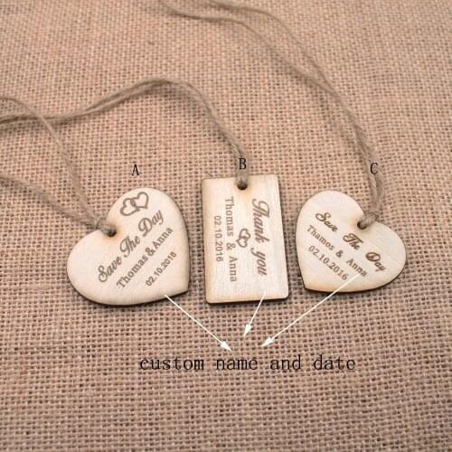 10cs Personalized wedding tags custom Engraved Wooden Tags Love Heart wedding customized love heart favor wooden tags