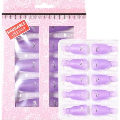 10pcs/Set Nail Polish Remover Durable Plastic Nail Soak Off Cap Clip UV Gel Polish Remover Silicone Wrap Tool Nail Art Tips