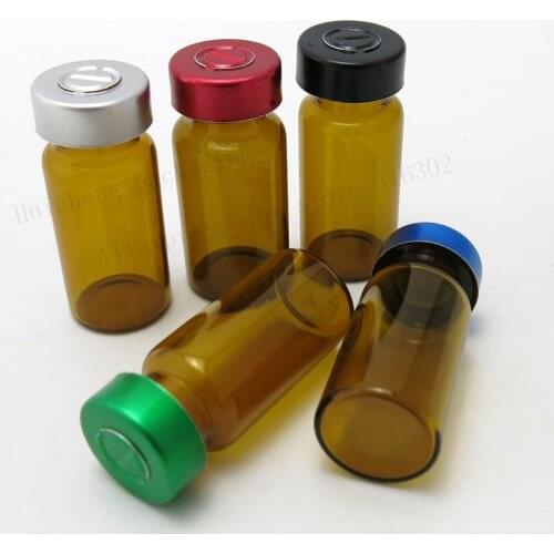 100 x 8ML Amber Glass Vials Jars With Aluminum Filip Cap 8CC Mini Brown Essence GlassContainer