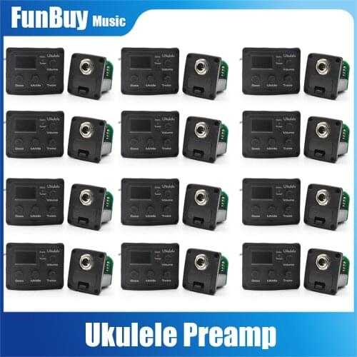 12Set Ukulele Piezo Pickup Uke 2/3 Band Preamp Hawaii Mini Guitarra EQ Equalizer Tuner System UK-300T/UK-2000 Guitar Pickup
