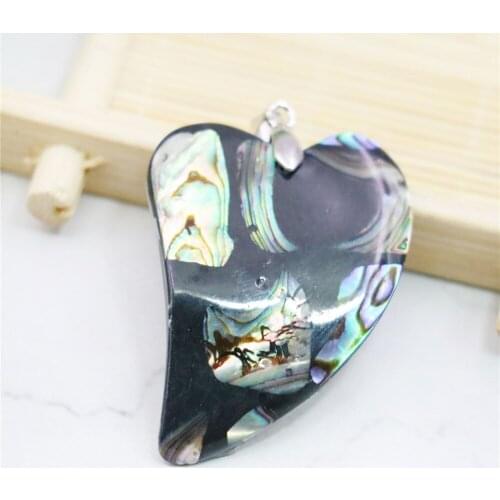 32X44mm Irregular Heart Natural Abalone Seashells Sea Shells Pendant Alloy Women Girl DIY Fashion Jewelry Making Design