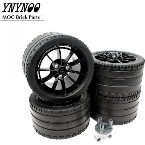 4Pcs/Lot High-Tech Straight Tread 23800 Wheel 23799 Black Tyre ZR Racing Large Car MOC Building Blocks Bricks DIY Toys For 42056