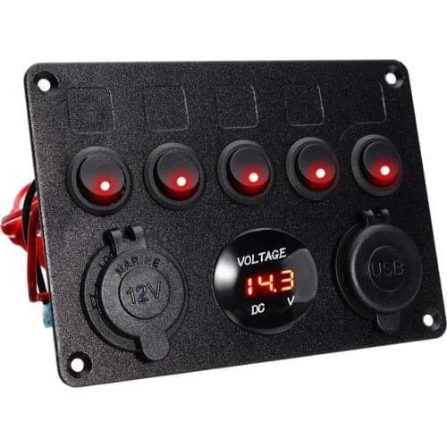 5 Gang Toggle Switch Panel 2 USB 12-24V Car Universal Switch Control For SUV Marine Truck Accessories