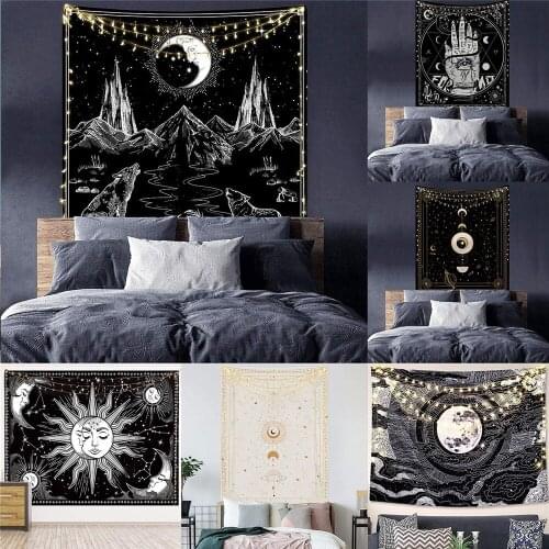White Black Wall Tapestry Mandala Psychedelic Room Home Boho Decor Aesthetic Hippie Decoration Yoga Throw witchcraft supplies