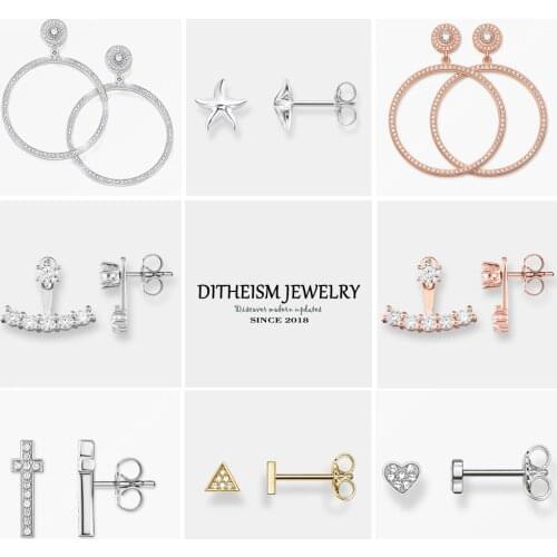 Large Round Stud Earrings, 2018 New Zirconia Rhinestone Fashion Jewelry 925 Sterling Silver Trendy Gift For Women Lover