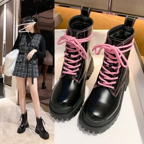 Thick-soled Martin boots womens boots winter new short boots British style plus velvet zipper boots short boots X670