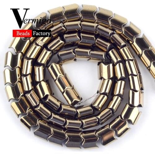 Natural Gold Wave Shape Hematite Stone Beads For Jewelry Making DIY Necklace Bracelet Spacer Beads 5x4mm 6x5mm 8x8mm 15"