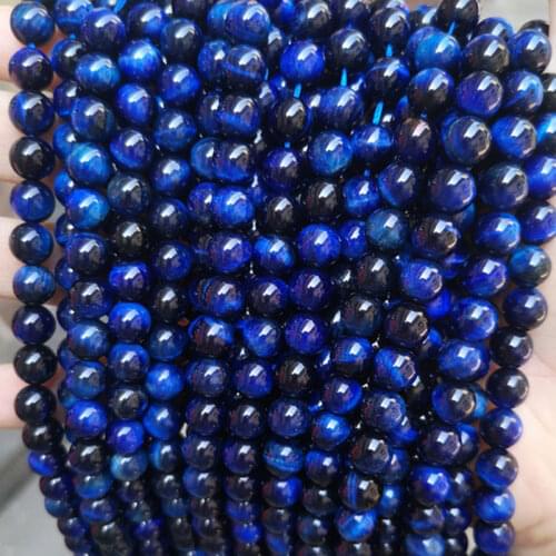 Natural Stone Blue Tiger Eye Round Loose Spacer Beads For Jewelry Making 15" Strand DIY Jewelry Accessorries Bead For Bracelet