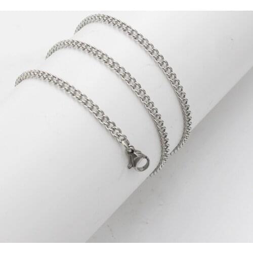 5pcs 316L Stainless Steel 3mm WIidth 40 45cm Length Twisted Rolo Link Chain for DIY Women Men Necklace Chain Jewelry Accessories
