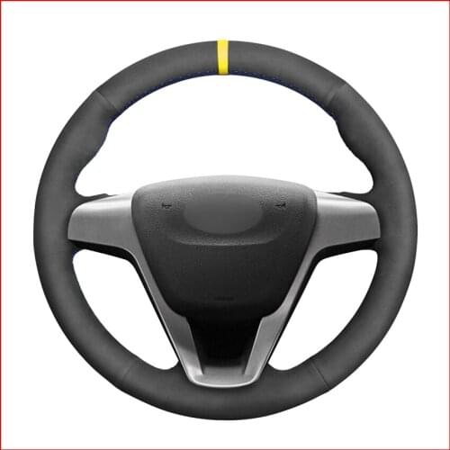 MEWANT Black Suede Leather Steering Wheel Cover for Lada Vesta 2015 2016 2017 2018 2019 Xray 2015-2019
