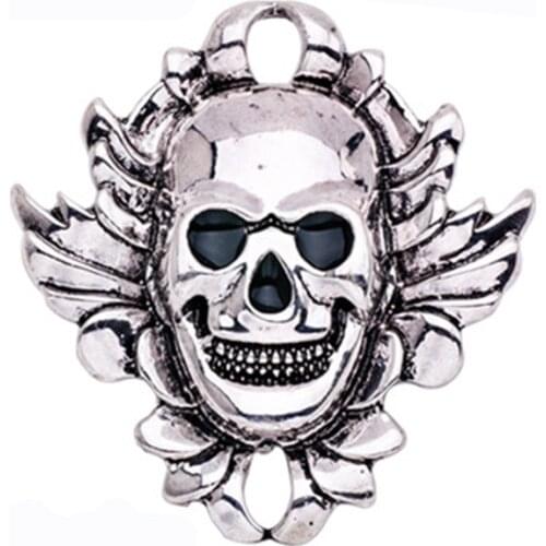 Flower Skull Brooch Vintage Silver Pins Halloween Punk Lapel Badge Motorcycle Biker Brooches For The Jackets Bags Hat Vest