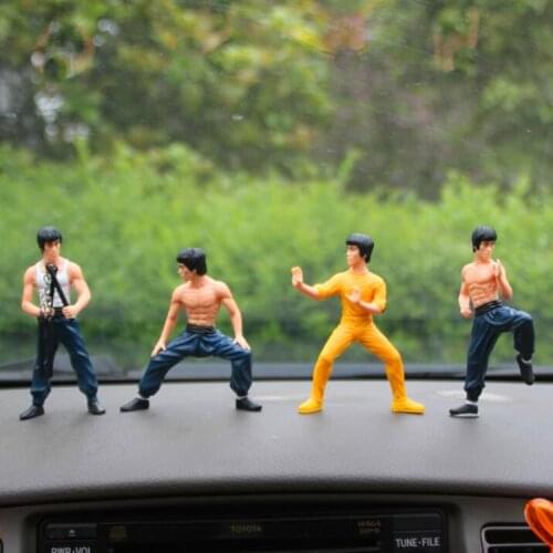 Car Decoration Supplies Creative Interior Decoration Doll Car figures Cartoon Bruce Lee Statuette small figurine 4pcs/set