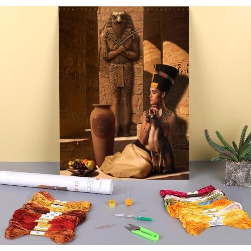 Woman Girl Pre-Printed 11CT Cross-Stitch DIY Embroidery Patterns DMC Threads Painting Hobby Knitting Handicraft Package Needle