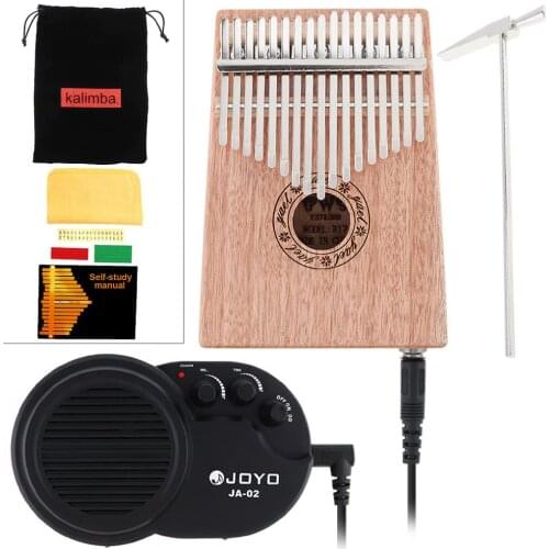 17 Key Electroacoustic Kalimba Solid Mahogany Thumb Piano with Amplifier Mbira Natural Mini Keyboard Instrument Thumb Piano