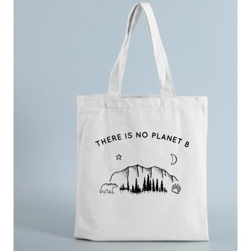 New There Is No Planet B Canvas Tote Shoulder Bag Shopping Bags Girls' School Books Bag for Women Double Strap Casual Handbag