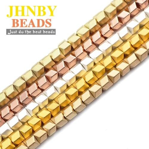 JHNBY Matte Gold, Silvers Arrow Square V Hematite Natural Stone 6mm Spacer loose Beads For Jewelry Making Diy Bracelets Pendants