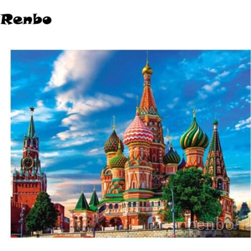 Moscow St. Basils Cathedral Picture Diamond Painting Kits 5D Needlework Cross Stitch Diamond Embroidery Mosaic Handicrafts Gift