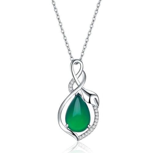 Natural Green Hetian Jade Pendant 925 Silver Necklace Chinese Jadeite Amulet Fashion Charm Jewelry Gifts for Women Her