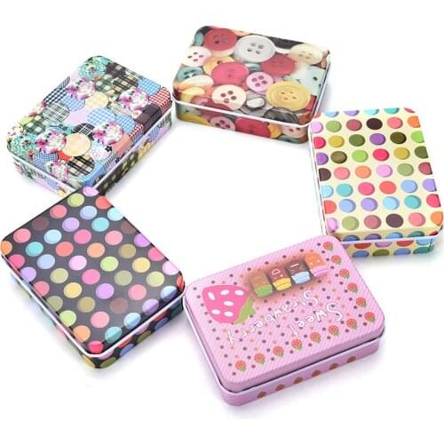 Mini Vintage Storage Tin Coin Bag Jewelry Box Lovely Print Girls Gifts Desk Storage Holder Cosmetic Stationery Organizer Metal