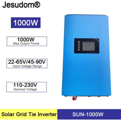 MPPT Solar Grid Tie Inverter 1KW DC22V-65V or 45V-90V with Limiter for PV Panels Battery Discharge Home On Grid Connected