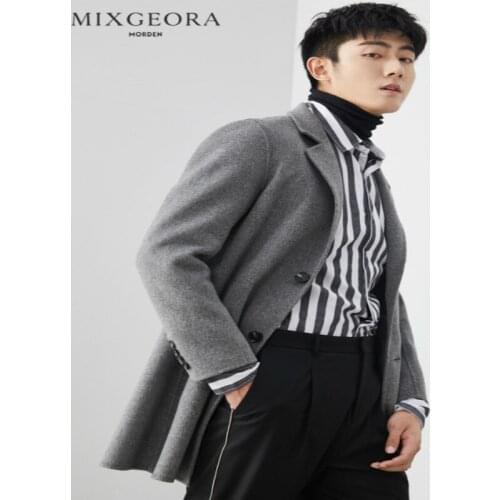 Casual Fashion 100% Wool Coat Men Clothes 2020 New Brand Winter Korean Long Woolen Jacket Man Abrigo Hombre Hiver 7096