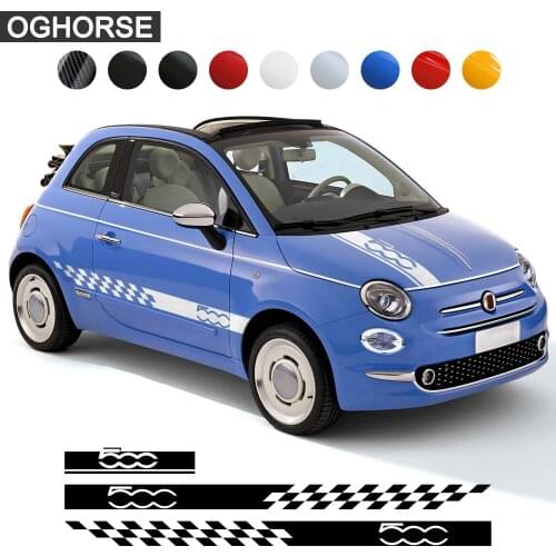 Car Styling Hood Decal Engine Cover 5D Carbon Fiber Vinyl Side Stripes Skirt Sticker for Fiat 500 595 Abarth 500e 500c