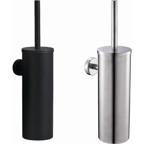 Bathroom Toilet Brush Holder Wall Mounted 304 Stainless Steel Detachable closet bowl brush Black Silver Bathroom Cleaning Tools