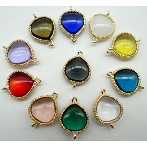 Natural stone crystal quartz Golden rim Connector Bracelet charm pendant for DIY Jewelry Making Necklace Accessories 10pcs