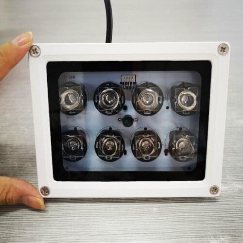 Small waterproof IR Illuminator 850nm 8pcs Array IR LED white aluminum case DC12V CCTV Fill Light for IP surveillance cameras