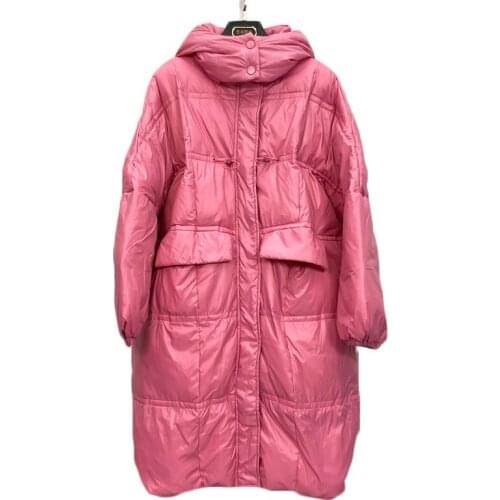 2020 New Winter Women Down Jacket Long Loose Thick Wild Hooded Duck Down Coat Female Parkas College Jacket NS2244