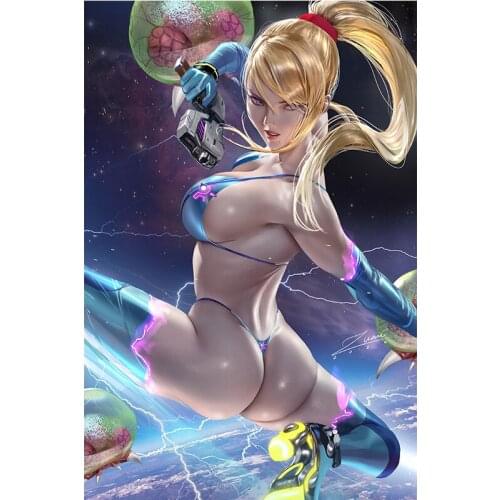 Print game Metroid Samus Sexy Girl Art Canvas Poster Custom Painting 16x24 24x36 Inch living room Bedroom Home Wall Picture