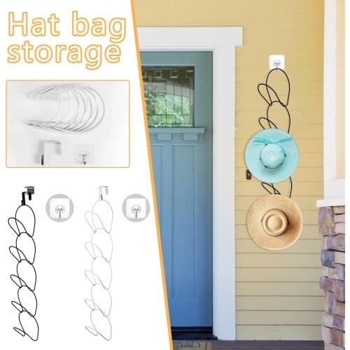 Stackable Hat Rack Wall Mounted Hanging Basketball Caps Organizer Holder 5 Rings Rack + 2 Hooks for Door Home can CSV