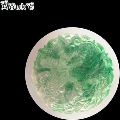 High-Definition Dragon/Phoenix Totem DIY Necklace Pendant Silicone Molds Manual Epoxy Tools Chocolate Cake Decorating Mould Q170