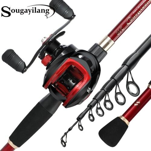 Sougayilang 1.8-2.4m Carbon Fiber Telescopic Fishing Rod and Reel Combo Top Quality Casting Fishing Pole 18+1BB Reel Fishing Set