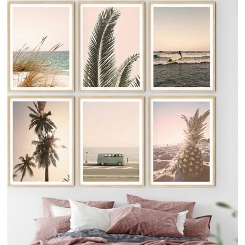 Tropical Beach Pineapple Coconut Tree Wall Art Canvas Painting Nordic Posters And Prints Wall Pictures For Living Room Decor