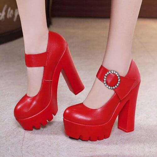 13CM hate sky high show model super high heel thick with cheongsam single shoes round head waterproof platform thick