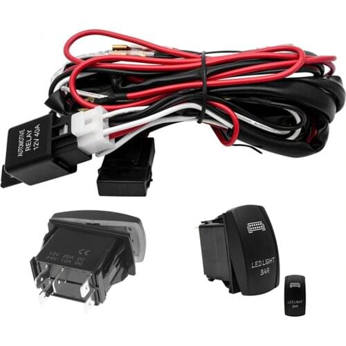 Universal 12V LED Work Light Bar Laser Rocker Switch Wiring Harness Kit 40A Relay Fuse Set For Cars Truck Motorcycle Drop Ship