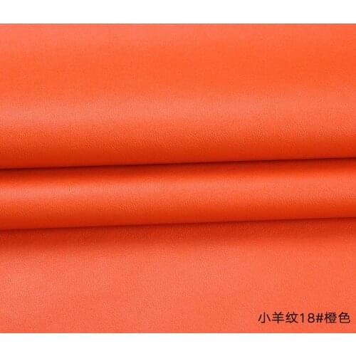 High Quality Micro Sheep pattern 18# orange PU Leather fabric with little elastic for furniture clothes bag material(50x138cm)
