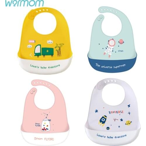 Warmom Baby Bibs Waterproof Silicone Feeding Baby Saliva Towel Newborn Cartoon Aprons Baby Bibs Adjustable Burp Cloths Bandana