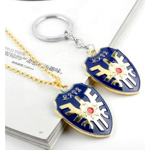 Japan RPG Game Dragon Warrior/Quest/ Kuesuto Metal Enamel Shield Of Road Necklaces Keychains For Women/Men Fans Gift