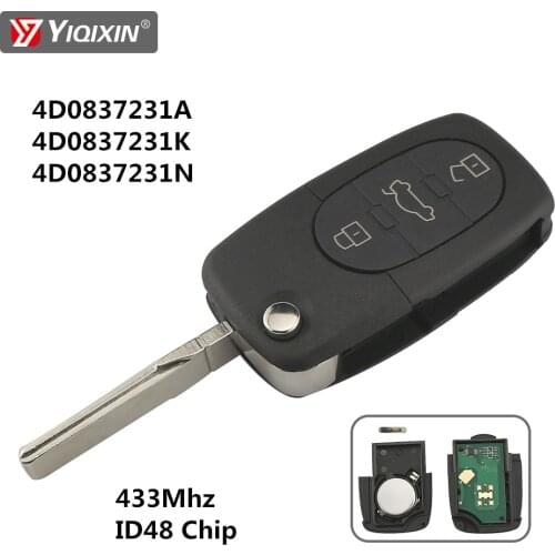 YIQIXIN 3 Button For Audi A3 A4 A6 A8 B5 TT RS4 Quattro 1994 - 2004 Old Models 433Mhz ID48 Chip HU66 Blade Car Remote Flip Key