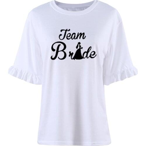 Fashion Team Bride Ulzzang Sexy Crop Tee Shirt Femme 2021 Summer Harajuku O-Neck Women TShirt Petal Sleeve Women Tops Camisetas