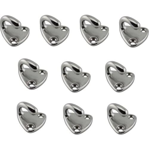 10PCS 316 Stainless Steel Pad Eye Fender Hook Open Type Polish Marine Yacht Hardware Clothes Fender Hook Coat Cap Hook