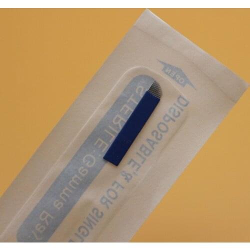 100PCS 0.2mm 14 pin Permanent Makeup Needles Manual Eyebrow Tattoo Blade For 3D Microblading Eyebrow Embroidery Tattoo