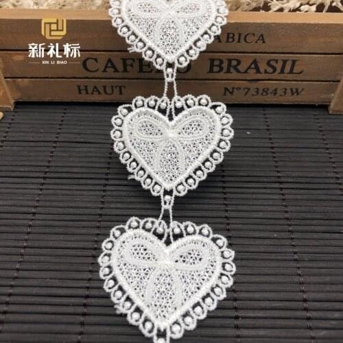 15yards White Heart Embroidery Lace Trims Applique Black Polyester Trimming For DIY Patchwork Craft Sewing Garments Accessories